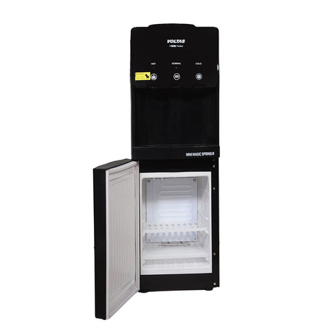Voltas Spring-R Water Dispenser with Three Temperature Tap and Small Refrigerator (Black Color)